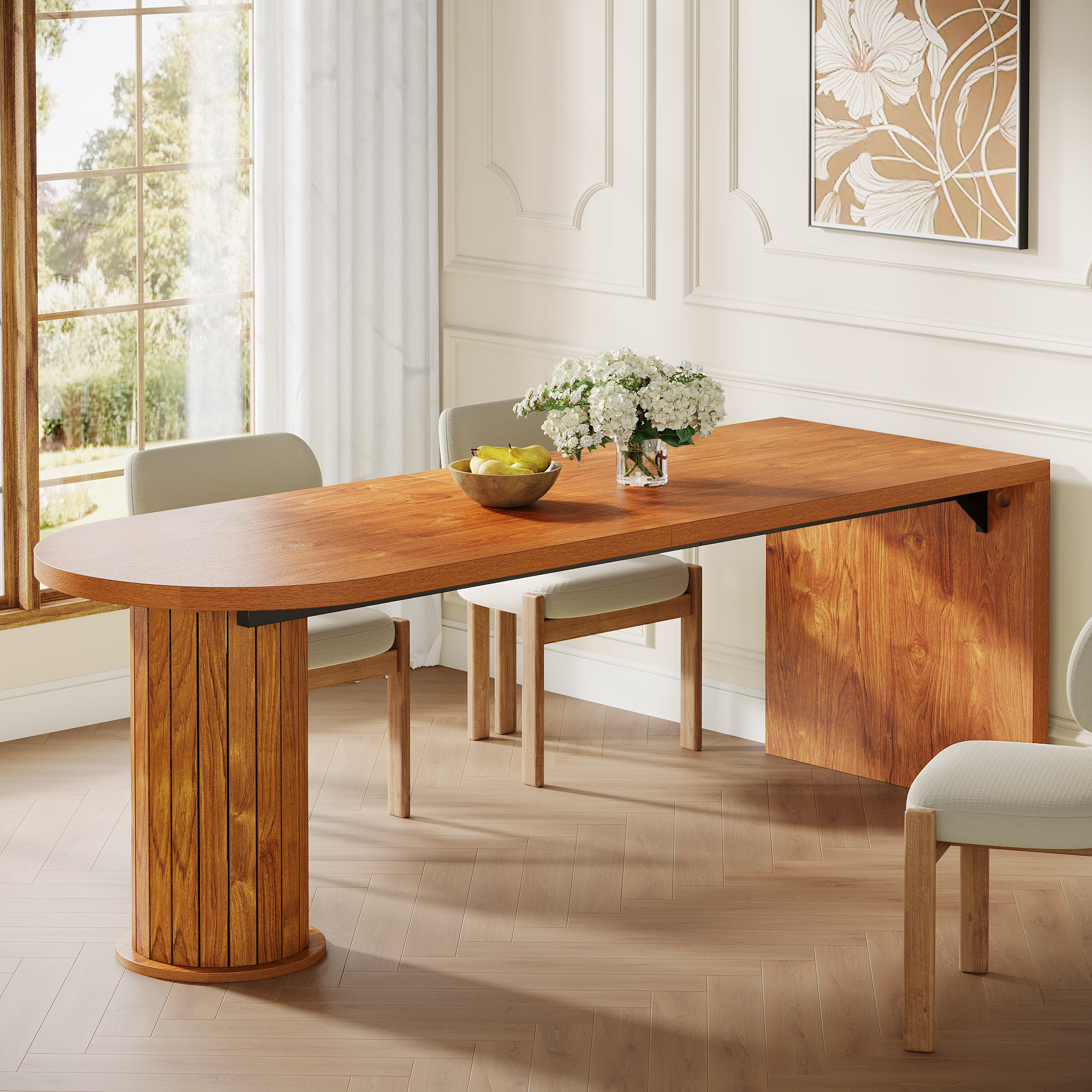 Gracie Oaks 78.7" Ellipse Dining Table, Oval Extra Large Dining Room